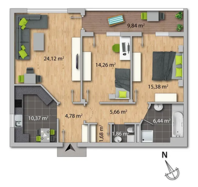 Wohnzimmer virtuell eingerichtet