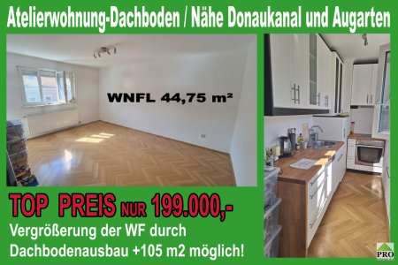 Vollrenovierte sonnige Dachgeschoßwohnung. Potential zur Erweiterung des Rohdachbodens/Nähe Donaukanal und Augarten