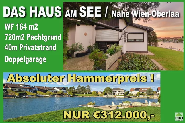 Das Haus am See mit Ausbau-Potential. Der Traum vom eigenen Badestrand. Nähe Wien-Schwechat.