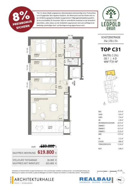 4-Zimmer-Wohnung, Top C31, 1.OG, Innsbruck