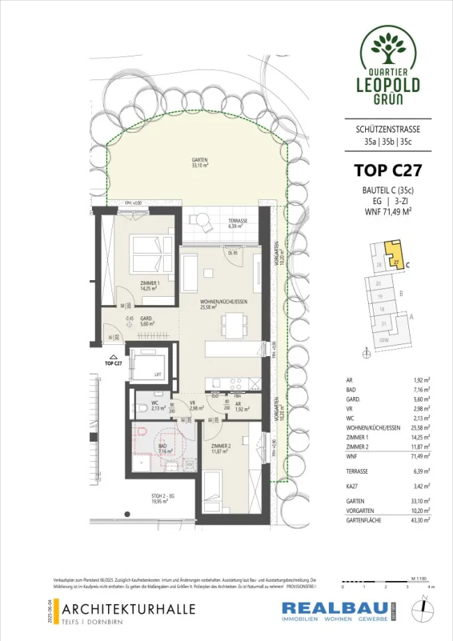 3-Zimmer-Gartenwohnung, Top C27, Innsbruck - Bild