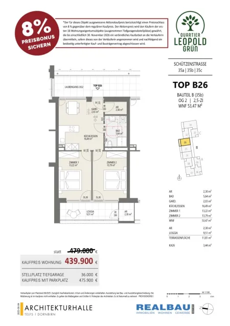 3-Zimmer-Wohnung, Top B26, 2.OG, Innsbruck