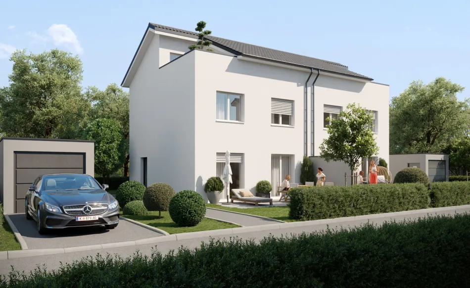 Jetzt mieten / Kaufoption! Traumhafte Neubau Doppelhaushälften 128 m² Wfl. mit Büro / Galerie, Dachterrasse, Eigengarten & Garage in Attnang-P. - Titelbild