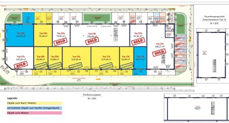 Betriebs-/Produktions- oder Lagerhallen mit Flächen von 47 - 238 m² im Grünwallpark Ansfelden zu verkaufen / vermieten (Top 05b)