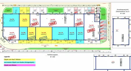 Betriebs-/Produktions- oder Lagerhallen mit Flächen von 47 - 238 m² im Grünwallpark Ansfelden zu verkaufen / vermieten (Top 10b)