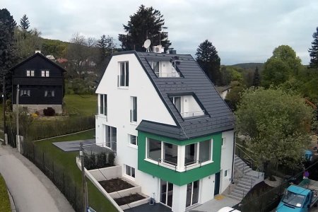 Aussichtsreich: Modernes EF-Haus in Hanglage mit Terrassen, Klima, Dornbach / Wien