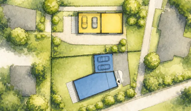 charmantes Grundstück in Inzing mit Einzelhausstudie; Haus GELB - Titelbild