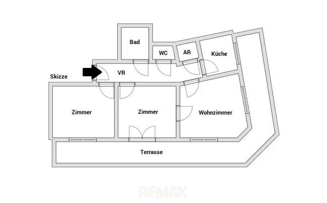 Skizze Grundriss Wohnung 1170 Wien