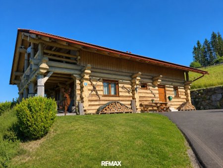 *** Einzigartiges 160 m² Naturstammhaus mit Veranda und Balkon am Alpl – Ruhe, Panoramablick und Ferienvermietungspotenzial ***