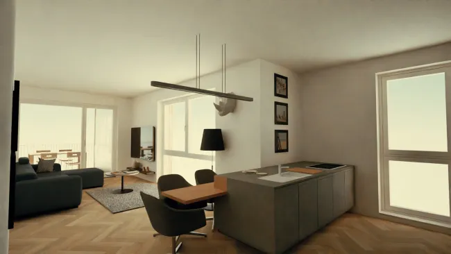 Küche - Wohnzimmer