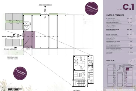 Grundriss Halle u. Büro