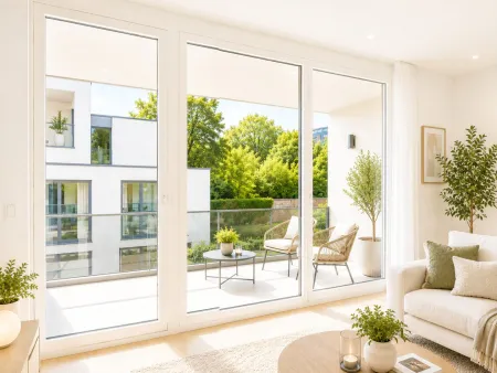 Wohnzimmer Blick auf die Terrasse