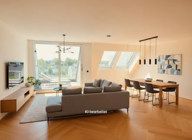 Dachgeschoss mit Blick zur Alten Donau - Bild