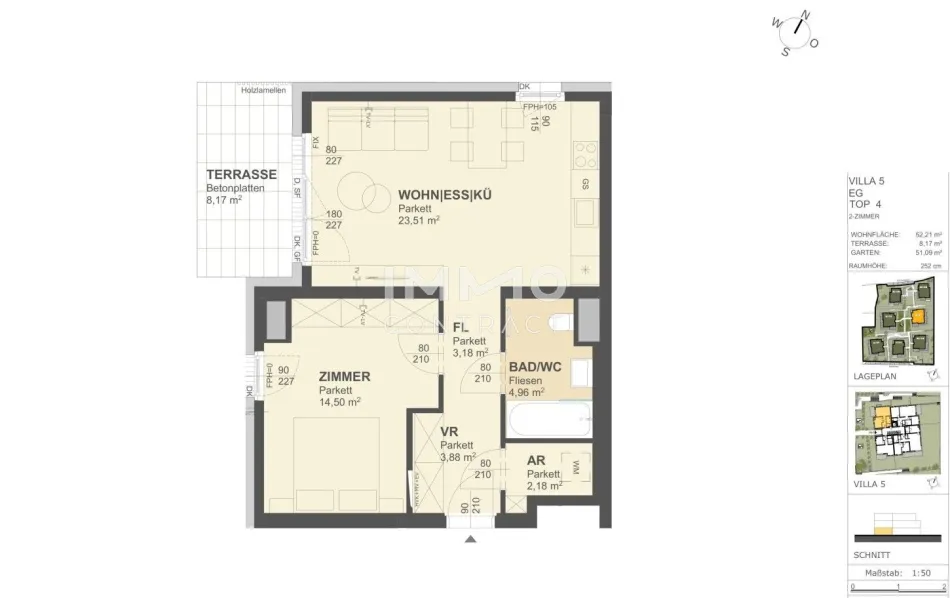KREMSER WOHNDOMIZIL2Zi- 52qm Gartenwohnung,Lift, Tiefgarage, in beliebter Grünruhelage - Bild