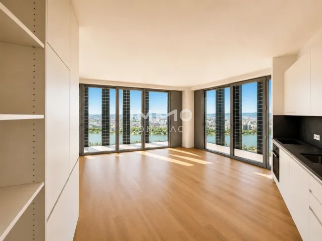 43. Etage Signature Skyline Supreme – Süd-Eckresidenz - 3 Zimmer, Freifläche und mit Panorama über Wien und Donau - Bild