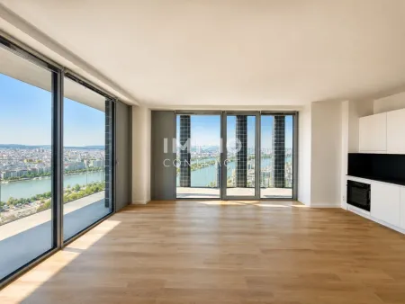 43. Etage Signature Skyline Supreme – Süd-Eckresidenz - 3 Zimmer, Freifläche und mit Panorama über Wien und Donau
