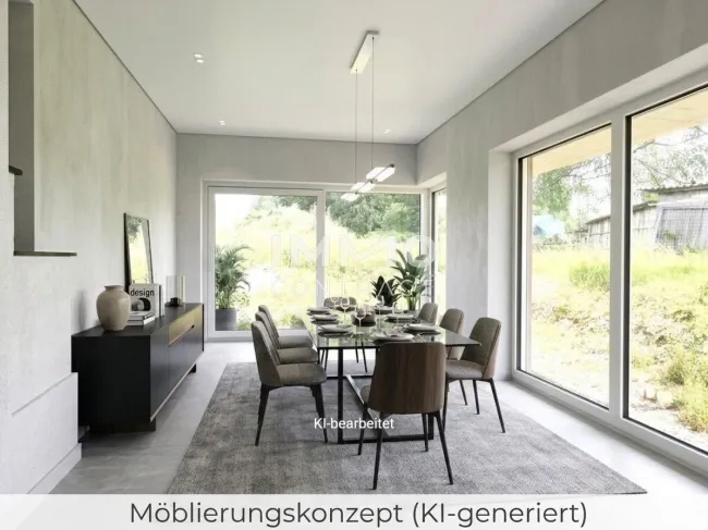 Esszimmer Möblierungskonzept (KI-generiert)