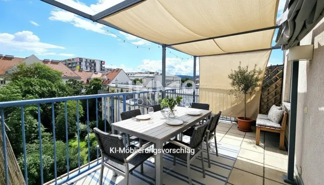 KI möblierte Terrasse