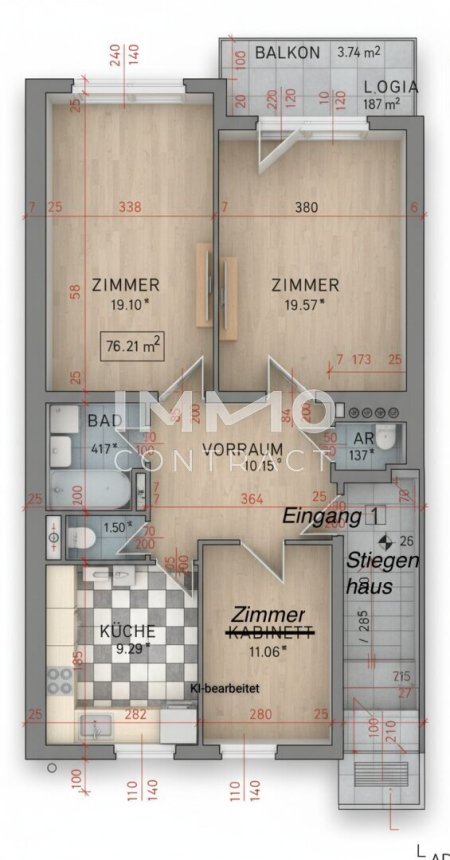 76qm-3Zi-Wohnung mit Balkon in Grünruhelage in Kierling