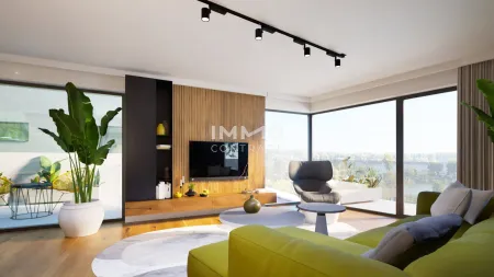 Innenvisualisierung 01 Wohnzimmer mit Aussicht