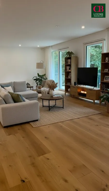 Wohnung mit Balkon, Gartenanteil und Garage - Bild