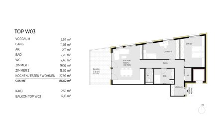 3-Zimmerwohnung "Rosskogel" Top W03 - fertiggestellt