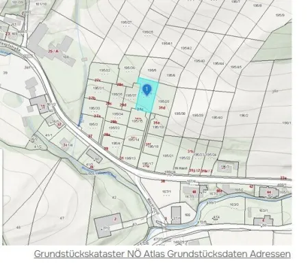 Grundstück Breitenfurt - Sicht vom Hang auf die Hauptstraße 31