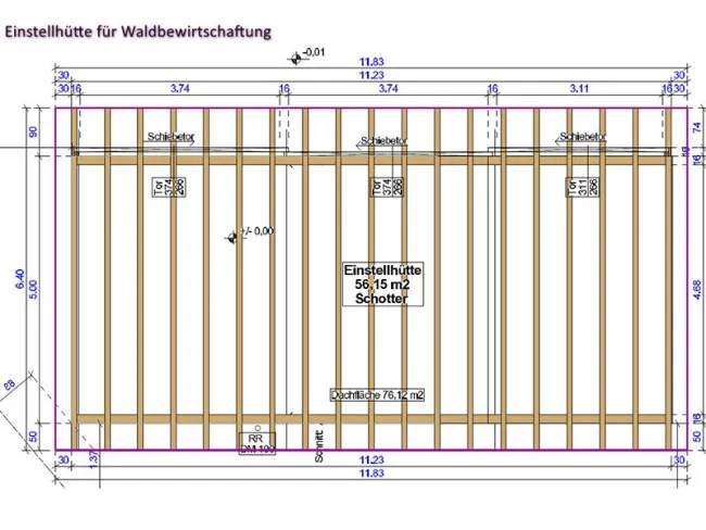 Einstellhütte für die Waldbewirtschaftung