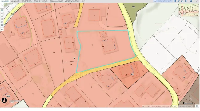 Gesamtfläche ca. 2.224 qm inkl. Haus das zum Verkauf steht - in Bestlage