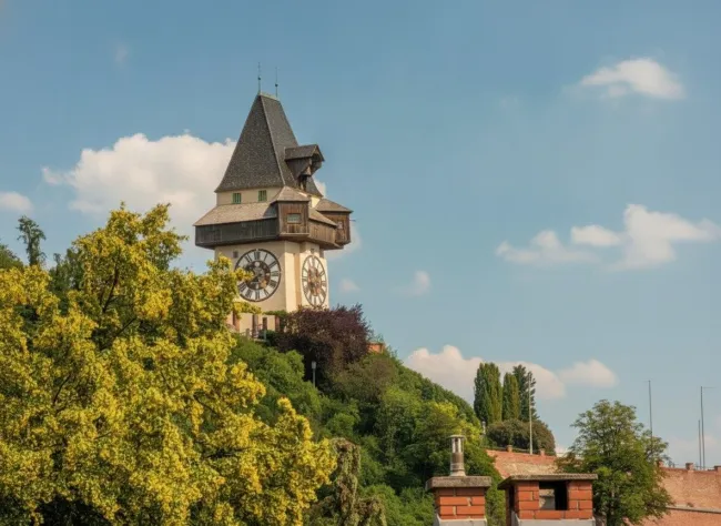 Aussicht zum Grazer Uhrturm