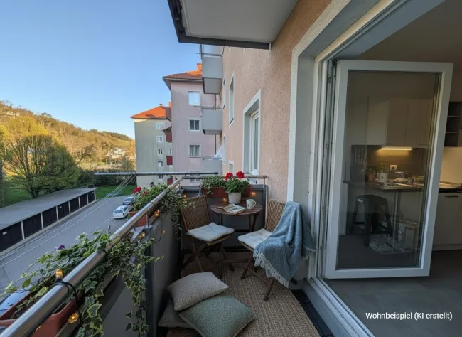 2-Zimmer-Wohnung (WG tauglich!) mit Balkon in Geidorf – saniert, zentral und vielseitig nutzbar! - Bild