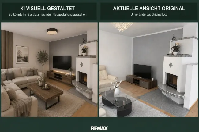 Wohnzimmer mit Kachelofen - EG