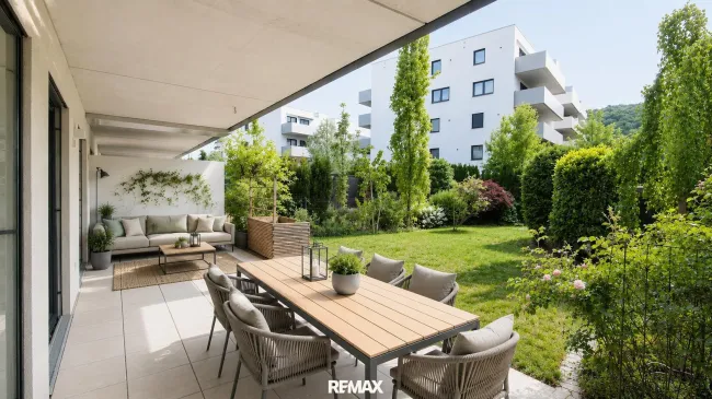 Garten mit Einrichtungsbeispiel