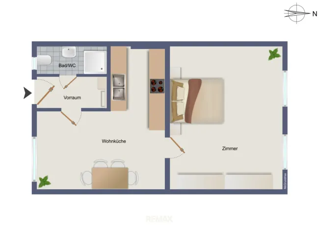 Schlafzimmer nach Norden