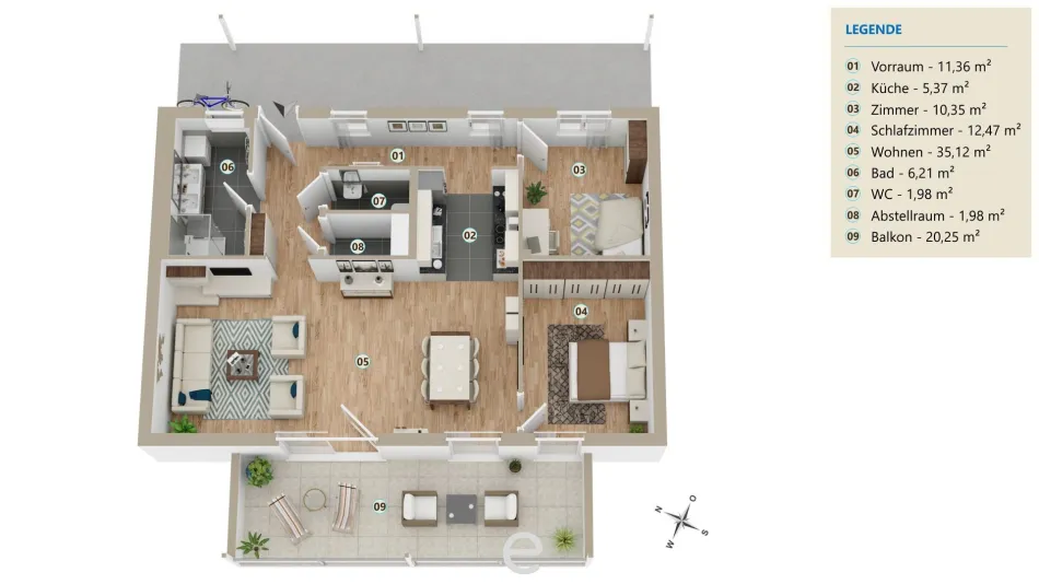 HYGGE Wohnen Top A3.2 - Penthouse mit 20m² Balkon und traumhaftem Ausblick - Bild