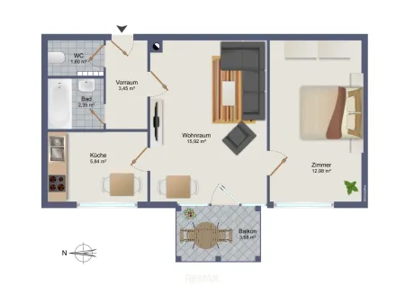Sonnige 2-Zimmer-Wohnung in attraktiver Lage nahe FH JOANNEUM