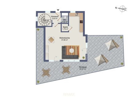 Wohnen auf zwei Ebenen – Maisonette mit beeindruckender 70 m² Dachterrasse