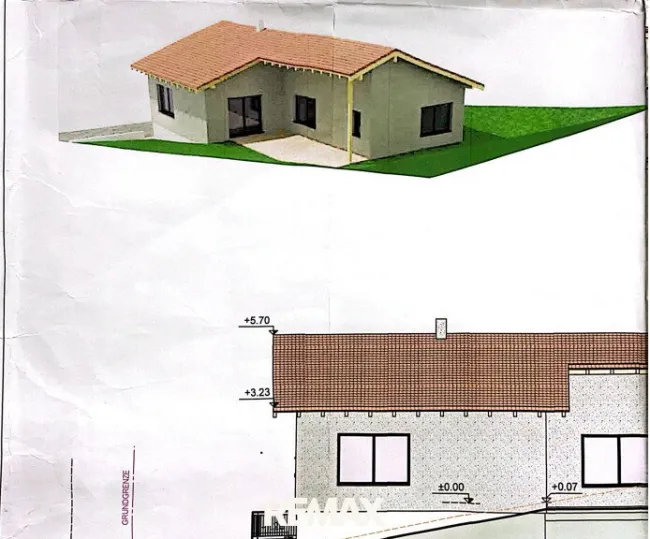 Baugrundstück mit Bodenplatte, Baubewilligung und Einreichplan für Einfamilienhaus, Garage und PKW Stellplatz - Bild
