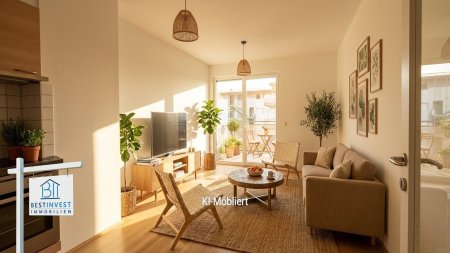 Große Terrasse, 2-Zimmer-Wohnung mit Garage