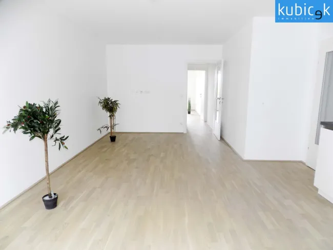 Wohnküche mit Blick ins Schlafzimmer