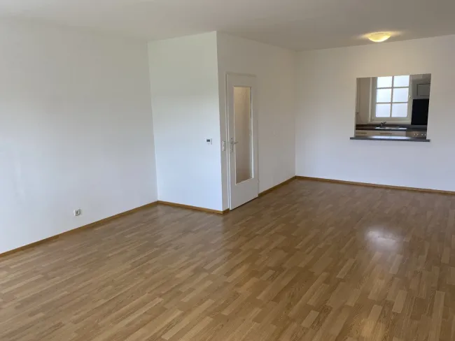 Wohnzimmer mit Durchreiche zur Küche