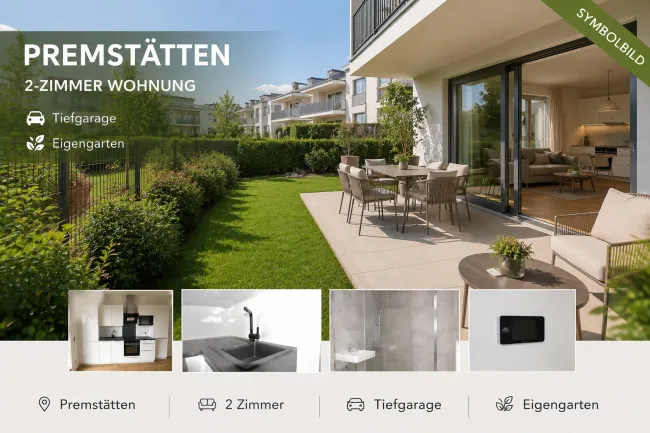 PERFEKTE GARTENWOHNUNG - TOP PREIS - TIEFGARAGE - Schnell Termin vereinbaren - BESICHTIGUNG AM 3.8. und 4.8.2026 - Titelbild