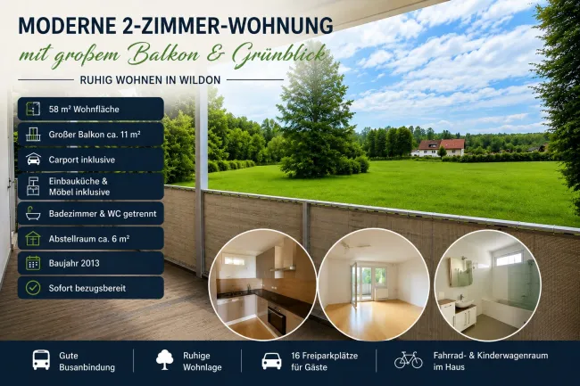 Moderne 2-Zimmer-Eigentumswohnung mit großem Balkon, Carport & Grünblick in Wildon – sofort bezugsbereit! - Titelbild