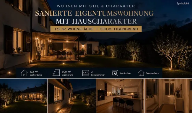 Exklusiv sanierte Eigentumswohnung mit Hauscharakter & 500 m² Eigengrund – Wohnen wie im eigenen Haus - Titelbild