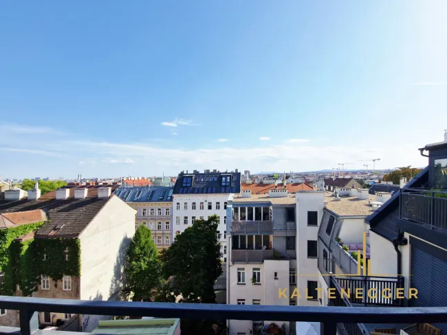 Weitblick von der Terrasse aus über die Dächer Wiens