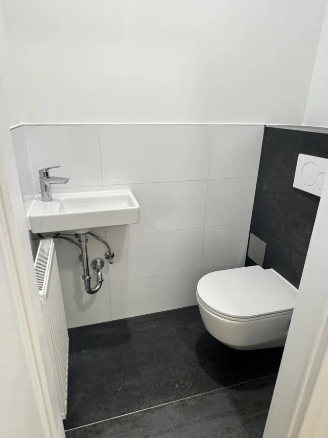 Toilette mit Waschbecken