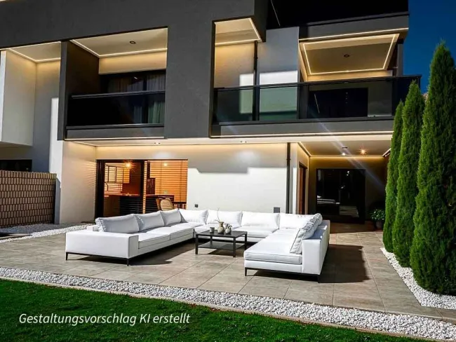 Luxuriöse 3-Zimmer-Gartenwohnung mit 202 m² Privatgarten, zwei optionalen Tiefgaragenplätzen und Swimmingpool-Potenzial - Titelbild