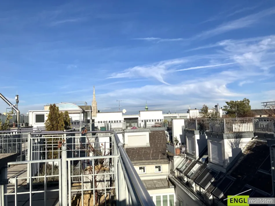 Maisonette Wohnung Wintergarten und Terrasse mit Blick zum Stephansdom - Bild
