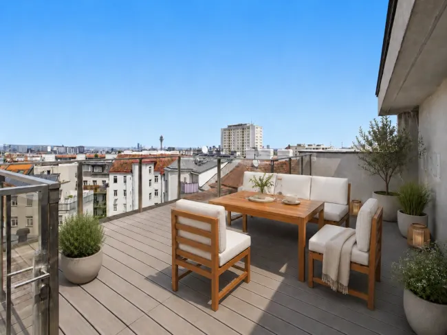 Virtuell gerendetes Bild der Dachterrasse