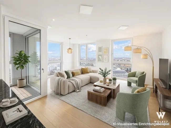 TWENTYTWO Tower | Exklusive 3-Zimmer-Wohnung im 25. Stock mit Loggia, Rooftop-Pool & Wellness - Titelbild